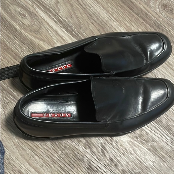 Prada Black Leather Slip-On Loafers - Picture 1 of 7